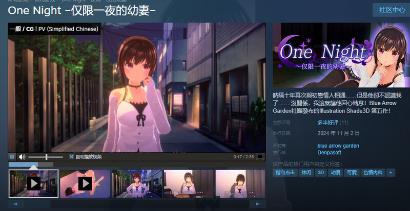 图片[2]-[免费下载]ST11月新作【3D互动/野外野战/全动态】One Night ~仅限一夜的幼妻~（One Night～一夜限りの幼妻～）STEAM官中 【300MB】 - ACG游戏姬-ACG游戏姬